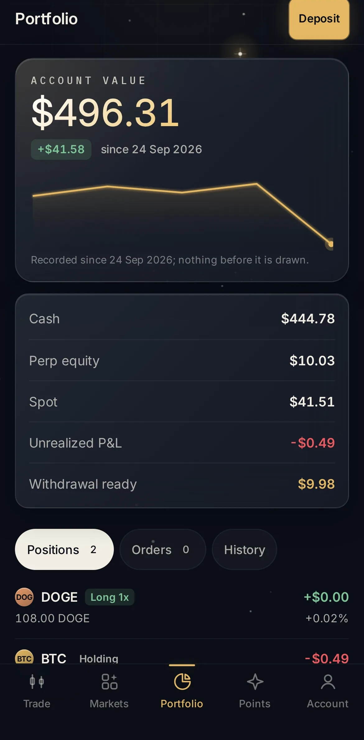 The Sirius portfolio on a phone: account value and balances.